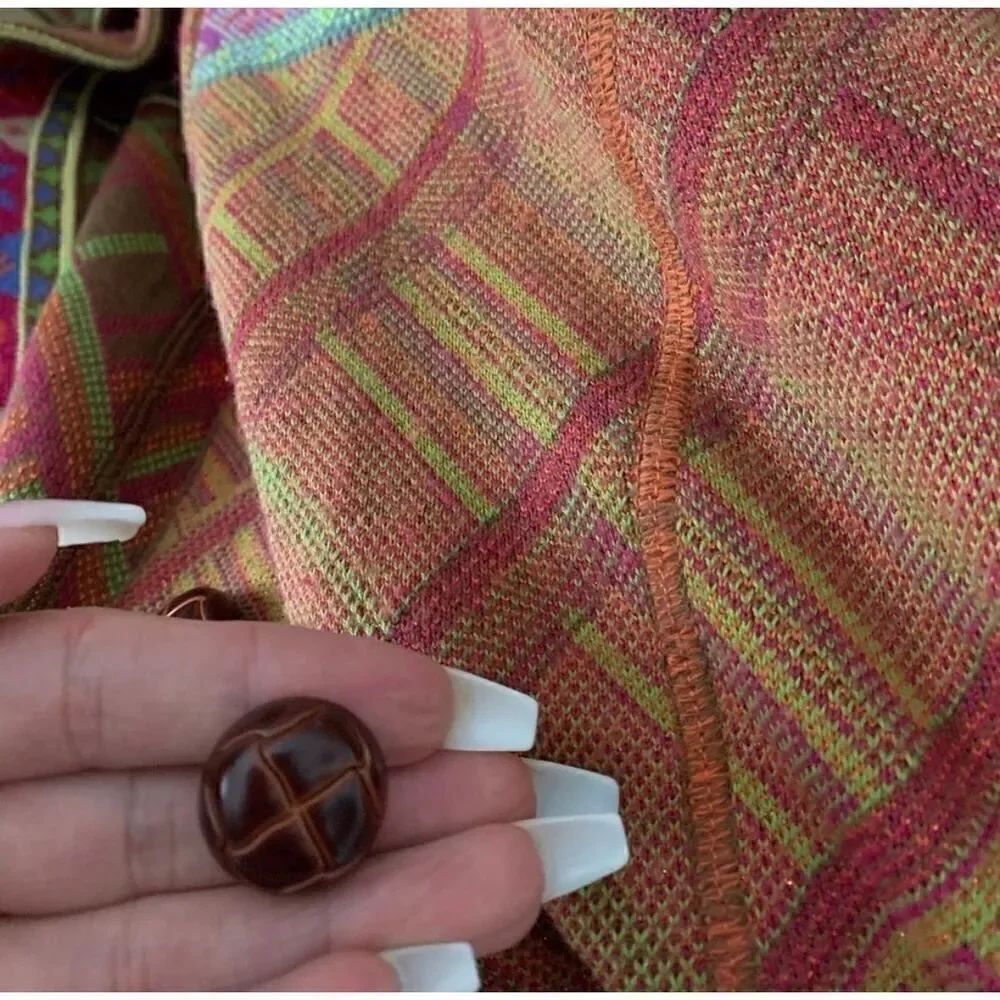 Coldwater Creek Tapestry Jacket L Artsy Boho Lagenlook Woven Button Front Pocket - Picture 7 of 7
